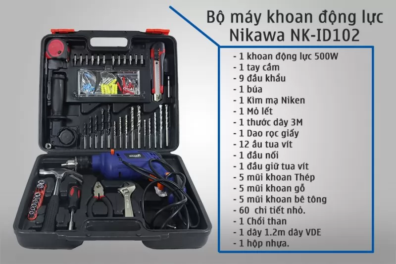 Bộ dụng cụ đa năng có khoan Nikawa ID1023
