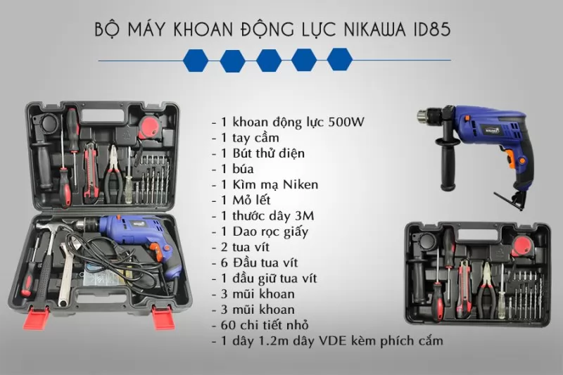 Bộ dụng cụ đa năng có khoan Nikawa ID852