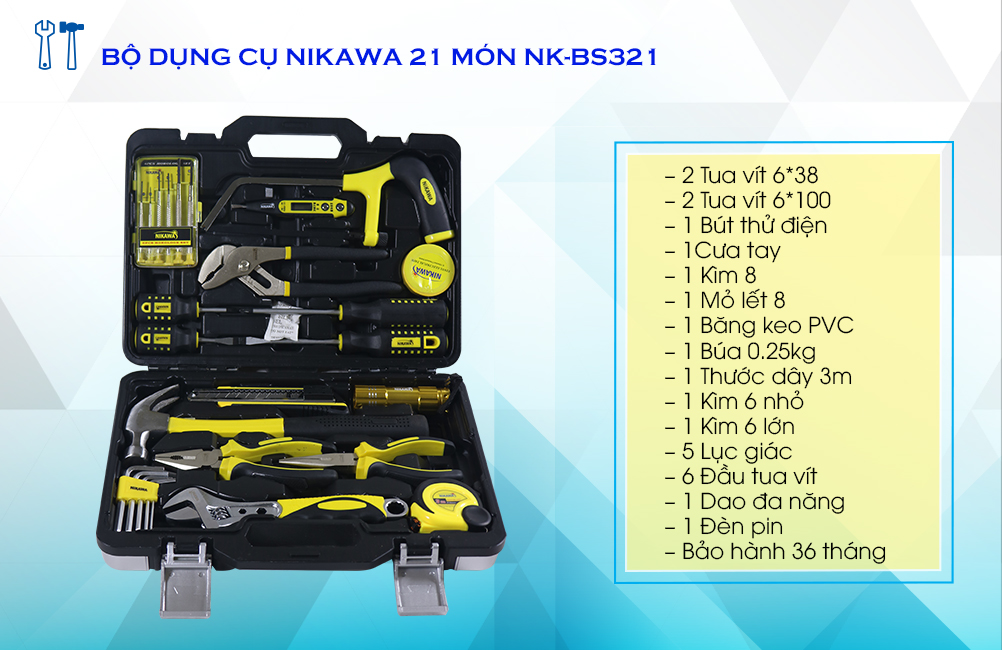 Bộ dụng cụ đa năng Nikawa 21 món NK-BS3212