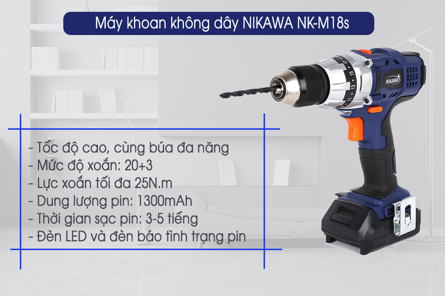 Máy khoan không dây Nikawa NK-M18S1