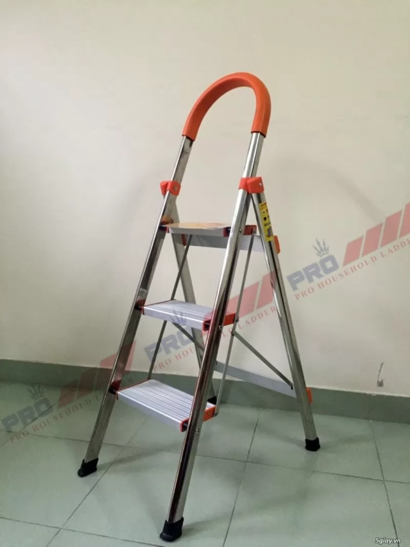 Thang ghế nhôm khung inox Pro Đài Loan 3 bậc bản to1
