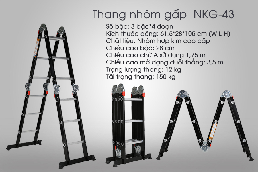 Thang nhôm chữ M 3,5m Nikawa NKG-433