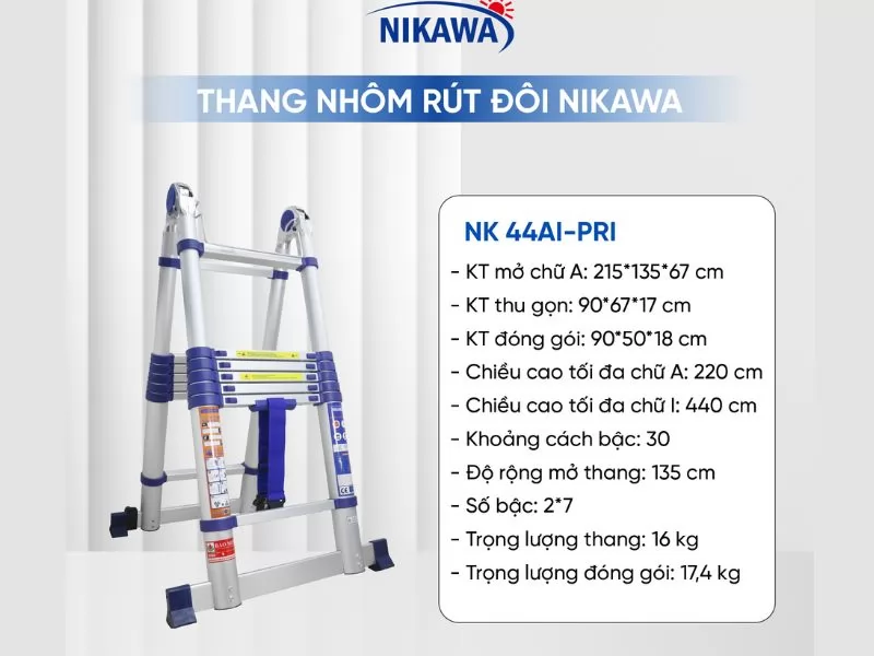 Thang nh&ocirc;m r&uacute;t gọn đ&ocirc;i Nikawa NK-44AI-Pri1