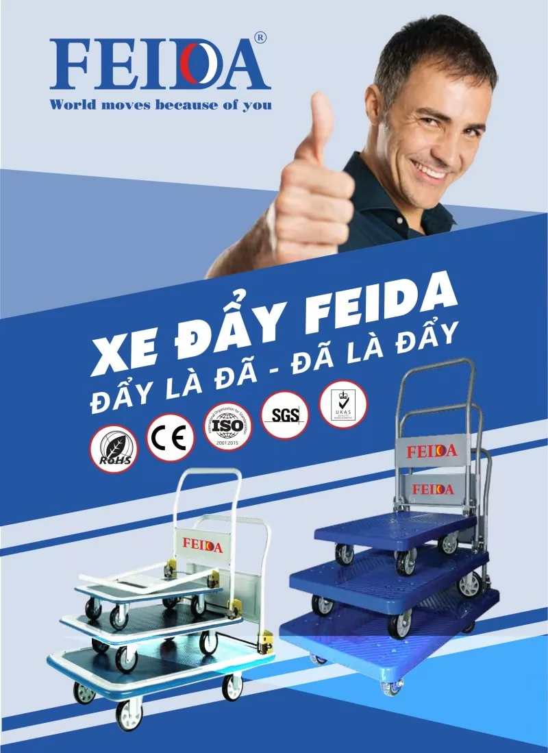 Xe đẩy h&agrave;ng 4 b&aacute;nh Feida PH - 3001