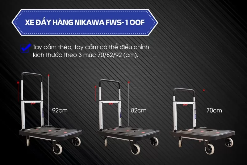 Xe đẩy h&agrave;ng 4 b&aacute;nh Nikawa FWS-100F3