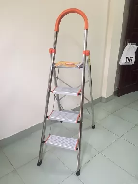 Thang ghế nhôm khung inox 4 bậc Pro