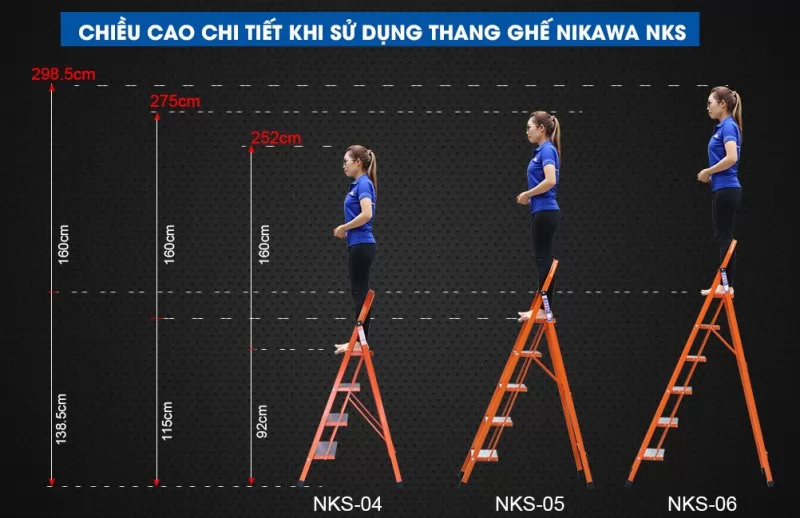 Thang ghế nhôm khung thép 5 bậc Nikawa NKS05