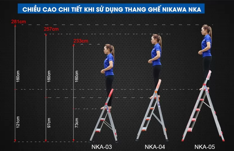 Thang ghế nhôm 5 bậc Nikawa NKA - 05