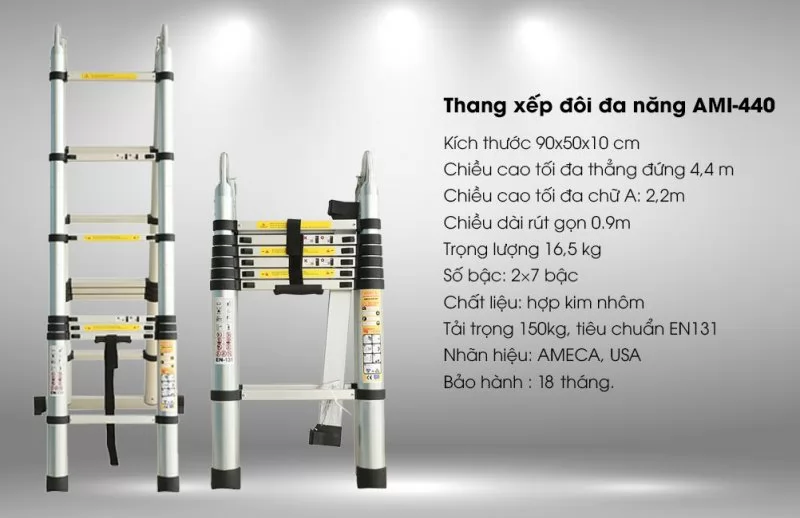 Thang nhôm rút gọn đôi Ameca AMI-440