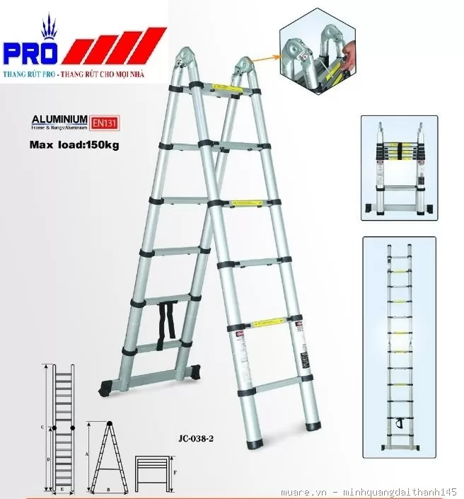 Thang nhôm rút gọn đôi Pro PR-50 AI