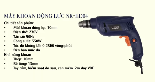 Máy khoan cầm tay Nikawa NK-ED04