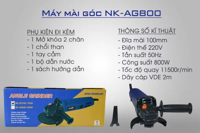 Máy mài góc Nikawa NK-AG800