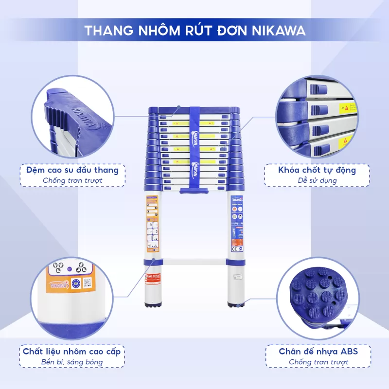 Thang nhôm rút gọn đơn Nikawa NK-44 New