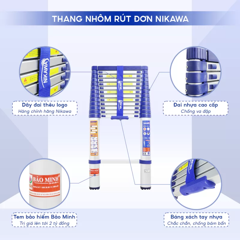Thang nhôm rút gọn đơn Nikawa NK-44 New