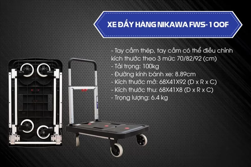 Xe đẩy hàng 4 bánh Nikawa FWS-100F