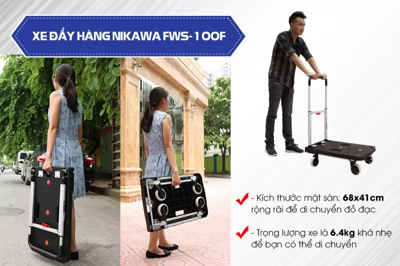 Xe đẩy hàng 4 bánh Nikawa FWS-100F
