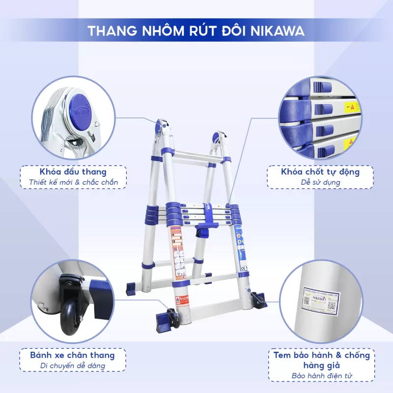 Thang nhôm rút gọn đôi Nikawa NK-56AI-Pri